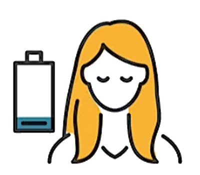 Personne fatiguée, batterie faible