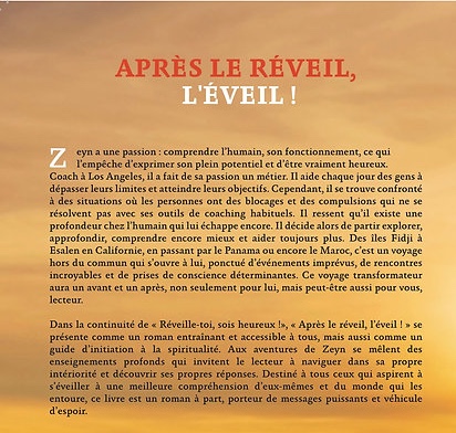 Résumé au dos du roman Après le réveil, l’éveil !