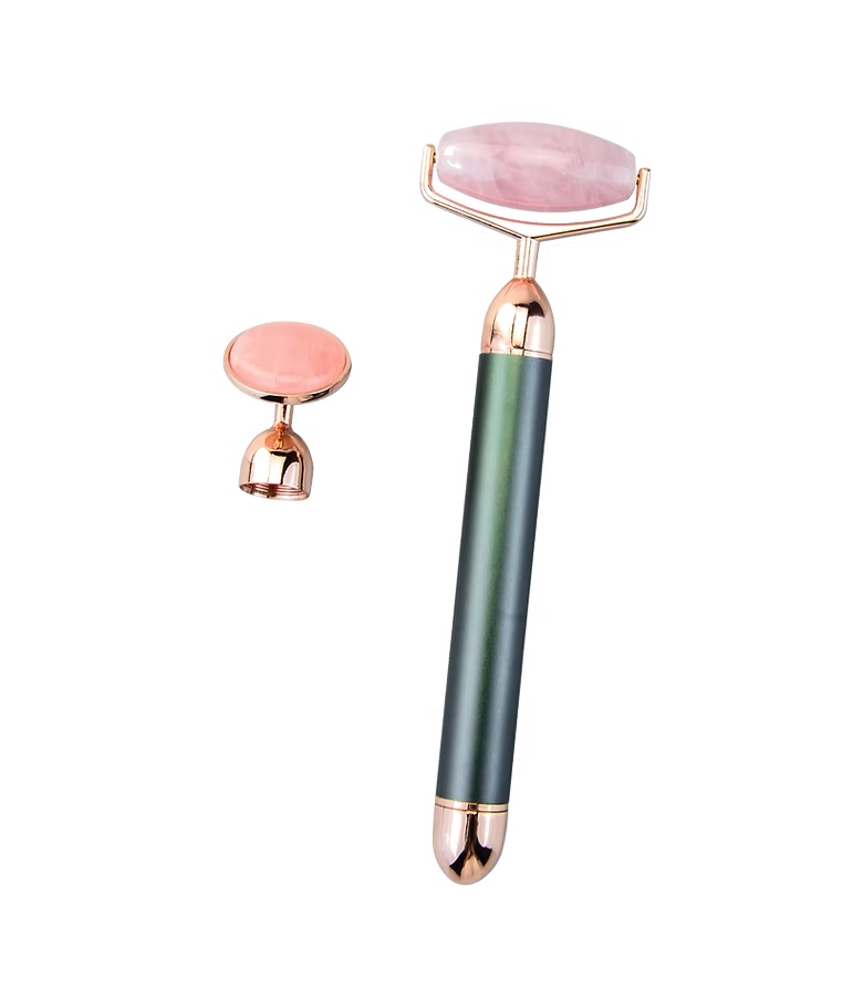 Rouleau de massage visage en quartz rose
